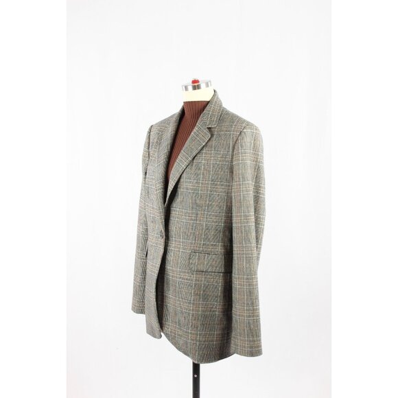 ZARA Grey Black Brown Glen Plaid Single Breasted Blazer Jacket, Size M - Picture 4 of 15